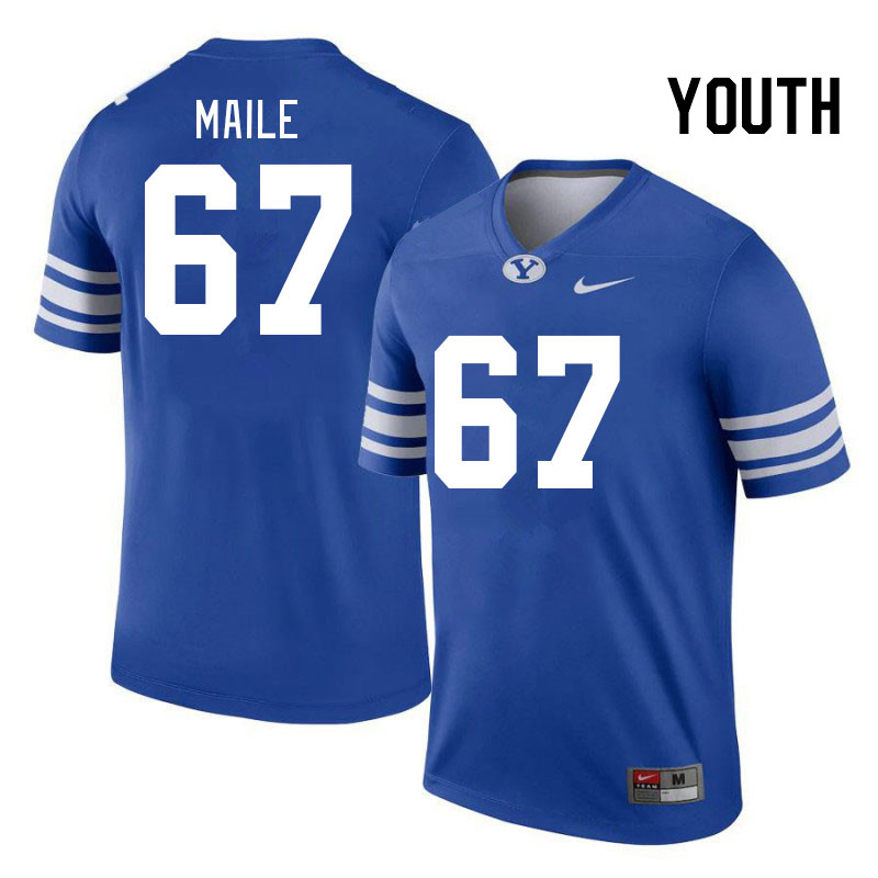 Youth #67 Brooks Maile BYU Cougars College Football Jerseys Stitched-Royal - Click Image to Close